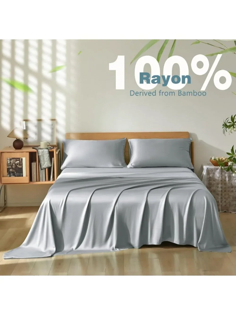 Light Gray King Sheet Set 4pcs | 100% Bamboo Rayon, Deep Pocket, Cooling, Soft